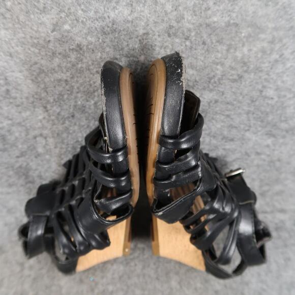 DbDk Fashion Shoes Womens 6.5 Sandals Wedge Buckle Ankle Strap Black Open Toe - Picture 12 of 15